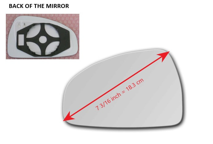 Heated Mirror Glass with Plastic Backing Plate Attached for Audi TT Quattro 2008 - 2015