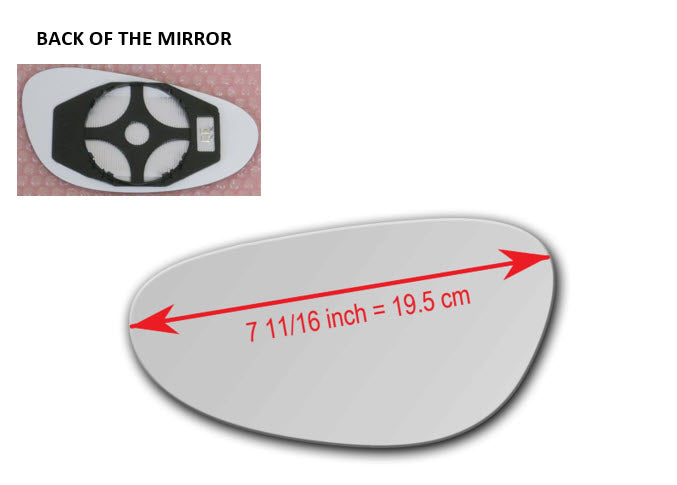 Heated Mirror Glass With Plastic Backing Plate Attached for Porsche Boxster 1997 - 2004