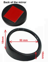 Pair of Small Adjustable Convex Blind Spot Add On - 50mm Round Black Plastic Frame