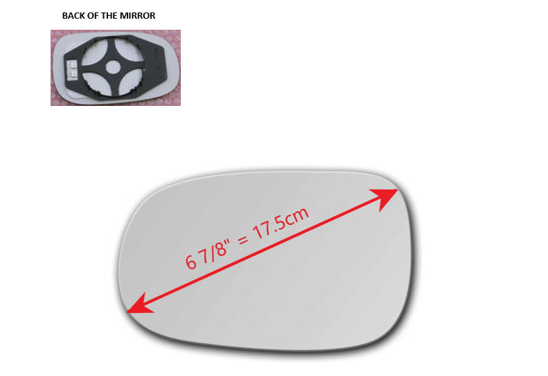 Heated Mirror Glass with Plastic Backing Plate Attached  for Volvo S40 2007 - 2011