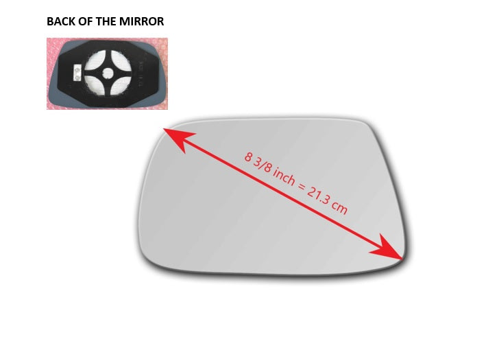 Heated Mirror Glass with Plastic Backing Plate Attached for Jeep Grand Cherokee 2005 - 2010