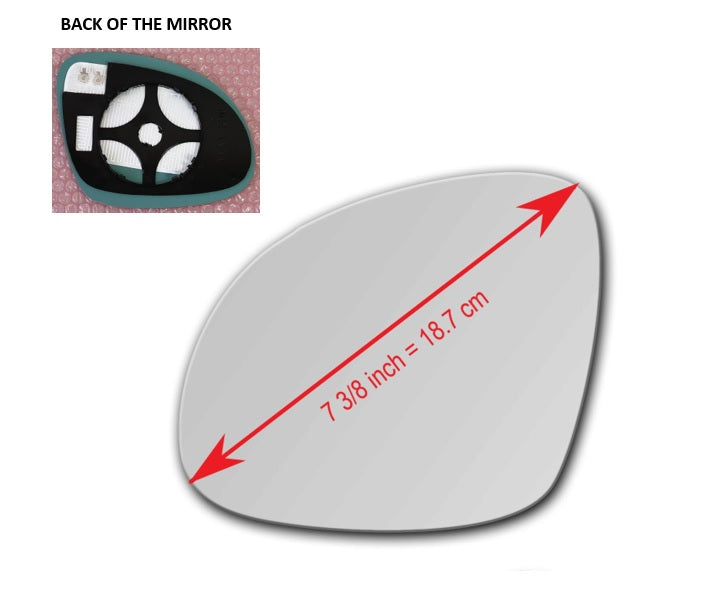 Heated Mirror Glass With Plastic Backing Plate Attached for Volkswagen Tiguan 2009 - 2017