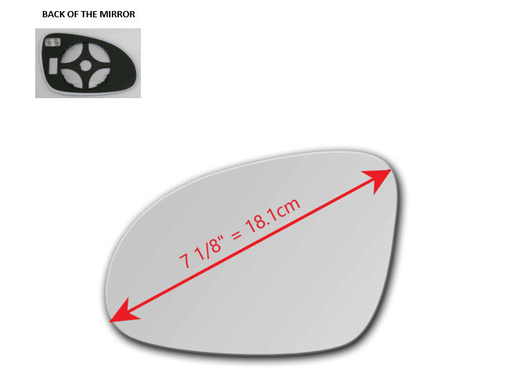 Heated Mirror Glass with Plastic Backing Plate Attached for Volkswagen Jetta SportWagen (WAGON MODEL ONLY) 2011 - 2014