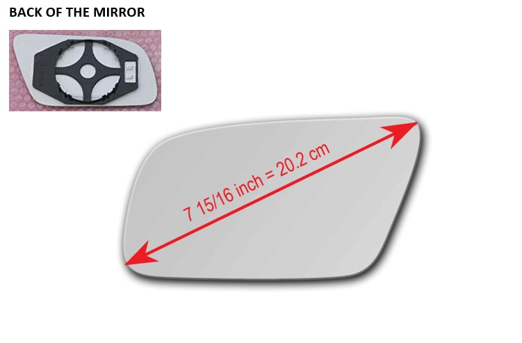Heated Mirror Glass With Plastic Backing Plate Attached for Audi A6 1999 - 2004