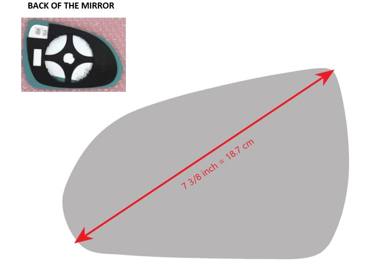 Heated Mirror Glass with Plastic Backing Plate Attached for Kia Rio 2018 - 2022
