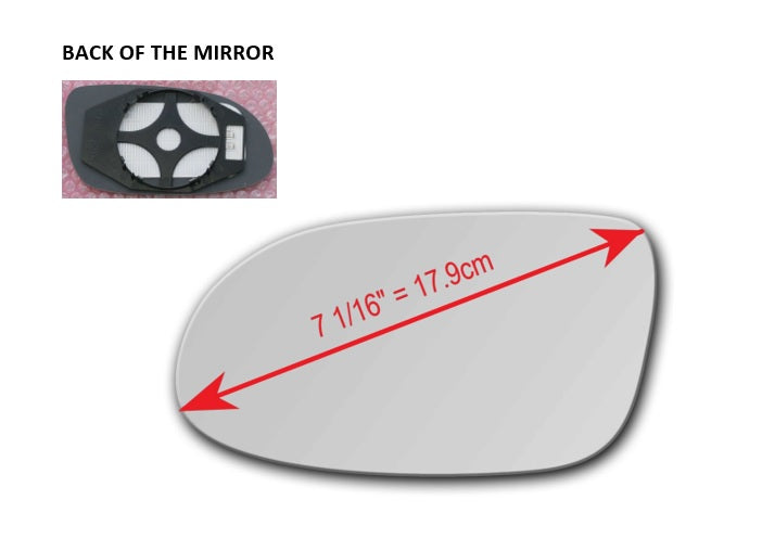 Heated Mirror Glass With Plastic Backing Plate Attached for Mercedes-Benz SLK32 AMG 2002 - 2004