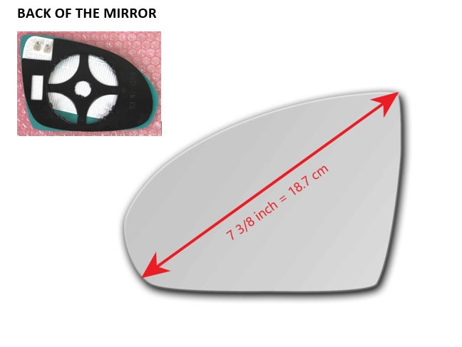 Heated Mirror Glass With Plastic Backing Plate Attached for Smart Fortwo 2008 - 2016