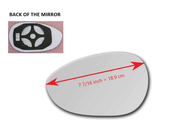 Heated Mirror Glass With Plastic Backing Plate Attached for Fiat 500  2012 - 2018