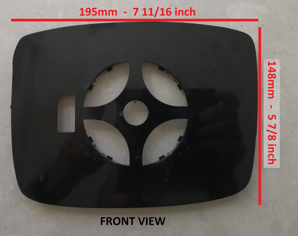 Large Rectangle Plastic Backing Plate - 85mm Round Mount For Sideview Mirror Glass