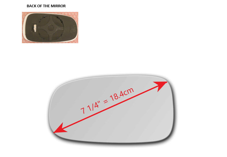 Heated Mirror Glass with Plastic Backing Plate Attached  for SAAB 9-5 2003 - 2009